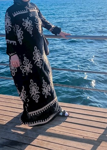 Bohem Siyah Uzun Kollu Salaş Elbise - Görsel 2