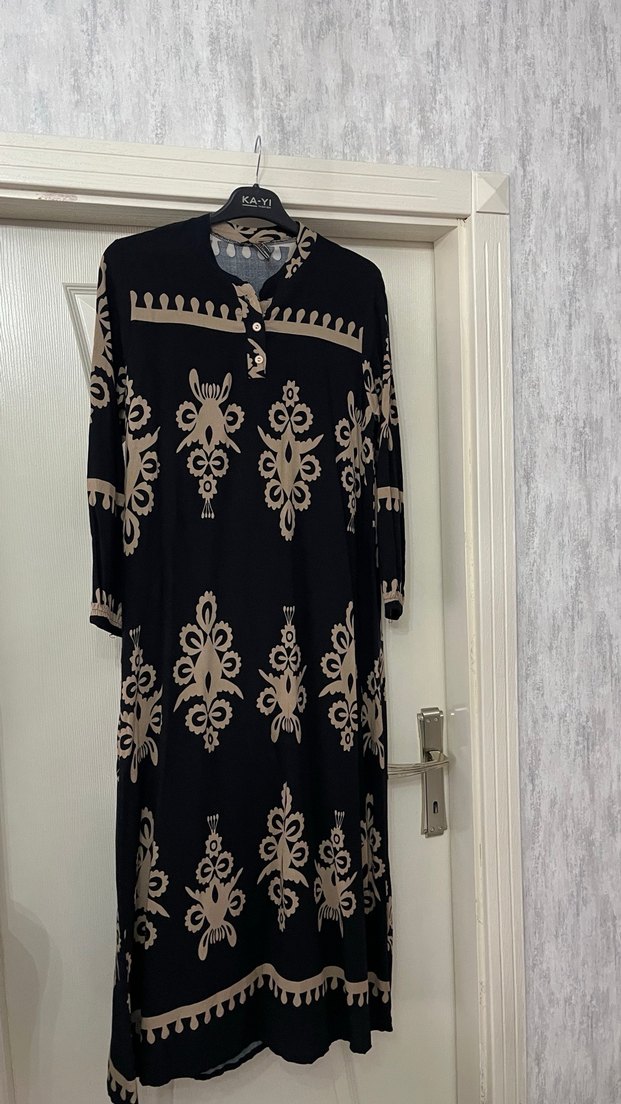 Bohem Siyah Uzun Kollu Salaş Elbise - Görsel 5