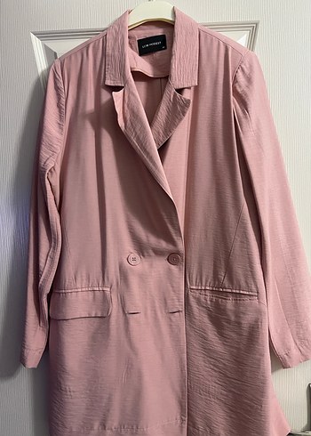 Düğmeli Pembe Kadın Blazer Ceket - Görsel 2