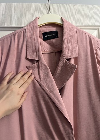 Düğmeli Pembe Kadın Blazer Ceket - Görsel 6
