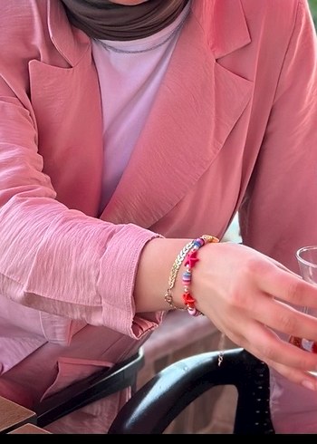 Düğmeli Pembe Kadın Blazer Ceket - Görsel 3