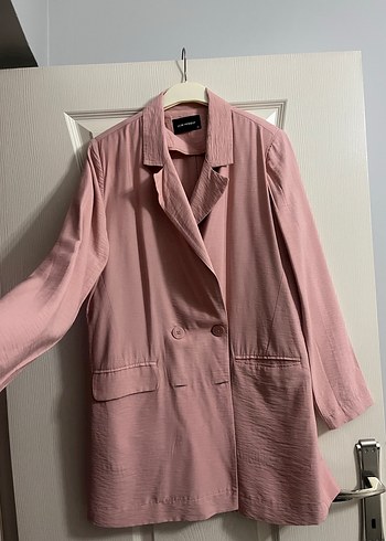 Düğmeli Pembe Kadın Blazer Ceket - Görsel 5