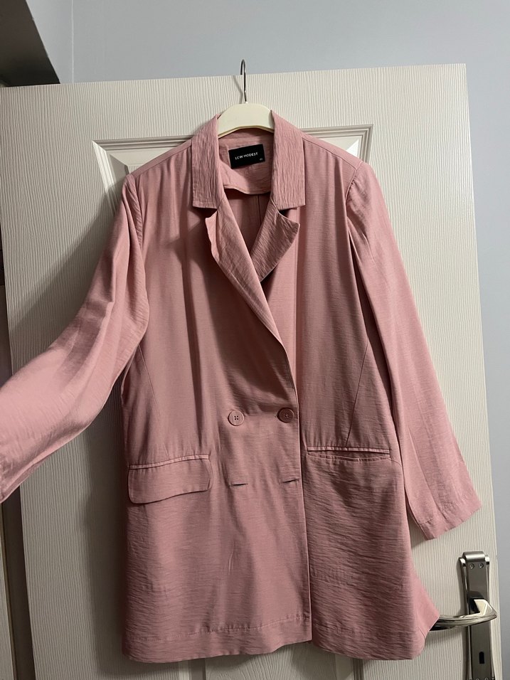 Düğmeli Pembe Kadın Blazer Ceket - Görsel 5