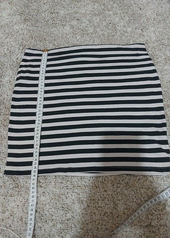 Çizgili Desenli Mini Etek M - Görsel 5