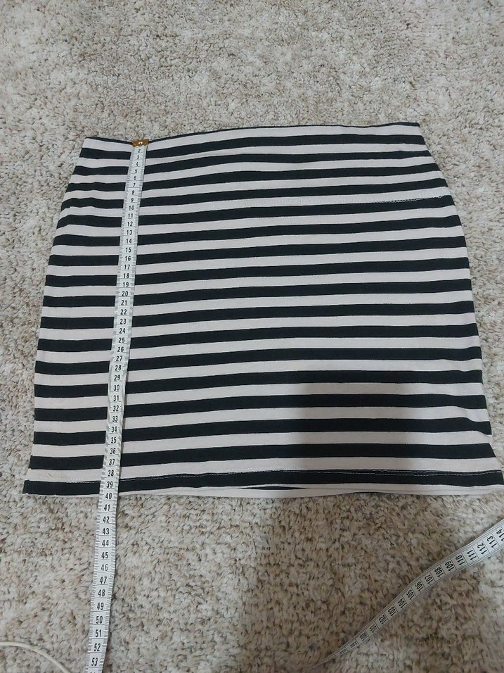 Çizgili Desenli Mini Etek M - Görsel 5