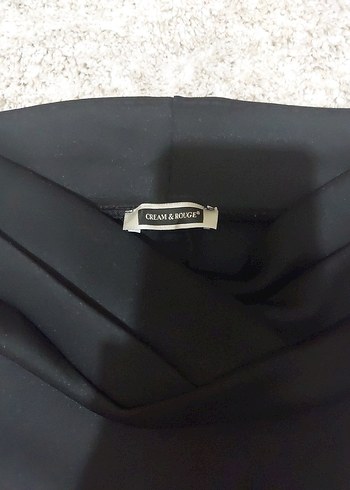 CREAM & ROUGE Siyah Drapeli Kadın Kalem Etek S - Görsel 5