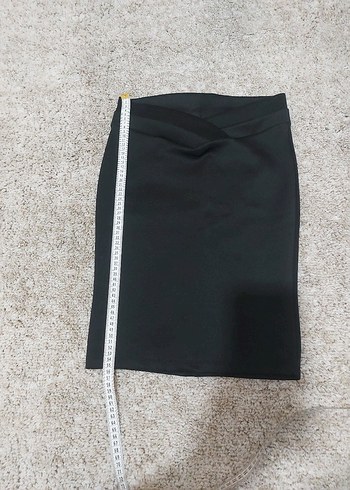 CREAM & ROUGE Siyah Drapeli Kadın Kalem Etek S - Görsel 3