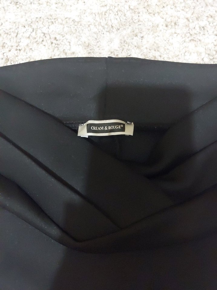 CREAM & ROUGE Siyah Drapeli Kadın Kalem Etek S - Görsel 5