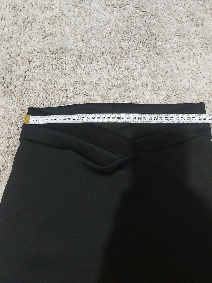 CREAM & ROUGE Siyah Drapeli Kadın Kalem Etek S - Görsel 4