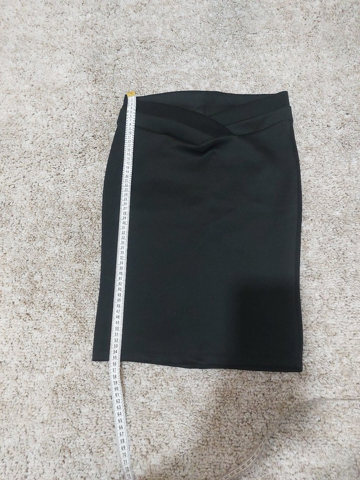 CREAM & ROUGE Siyah Drapeli Kadın Kalem Etek S - Görsel 3