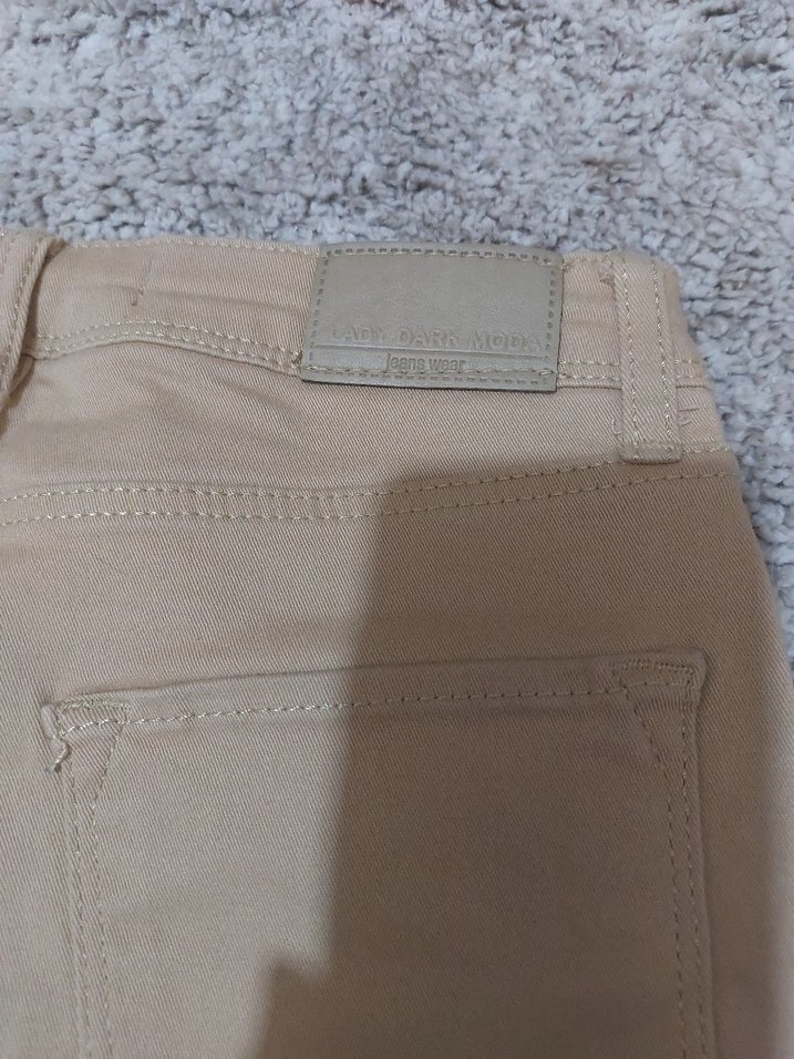 Bej Kadın Kumaş Pantolon Midi Boy - Görsel 5