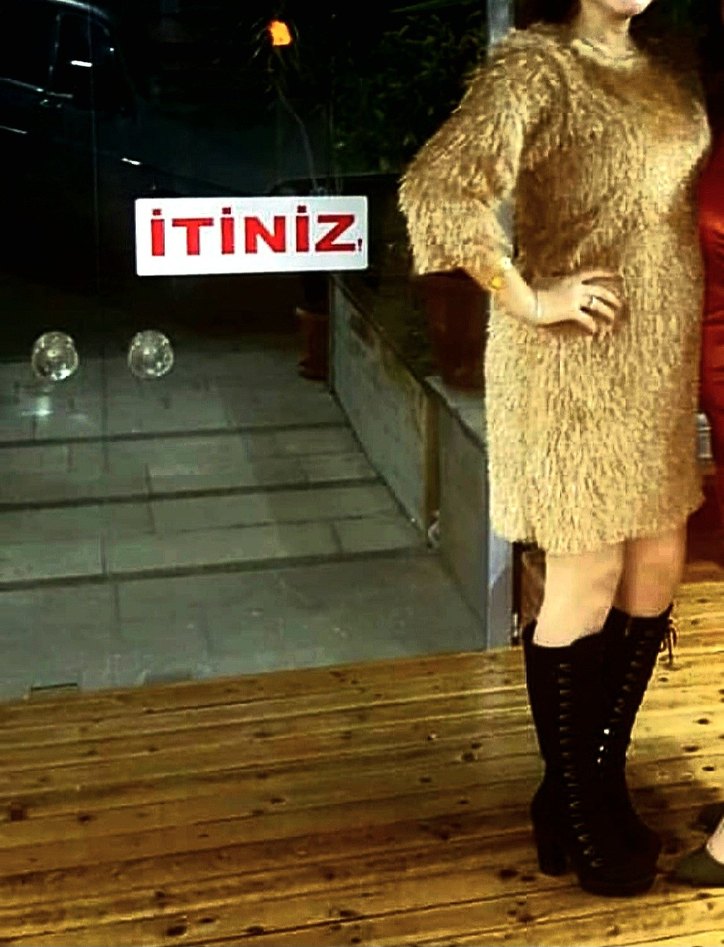 Bej Kadın Midi Yumuşak Peluş Elbise - Görsel 5