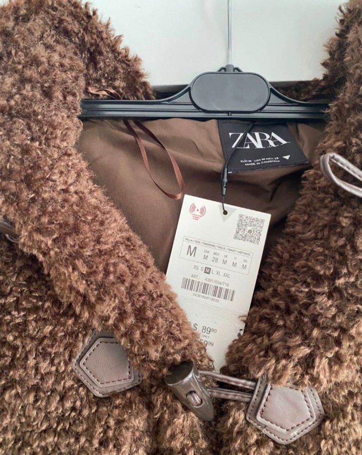 Zara Kahverengi Peluş Kısa Kadın mont - Görsel 5