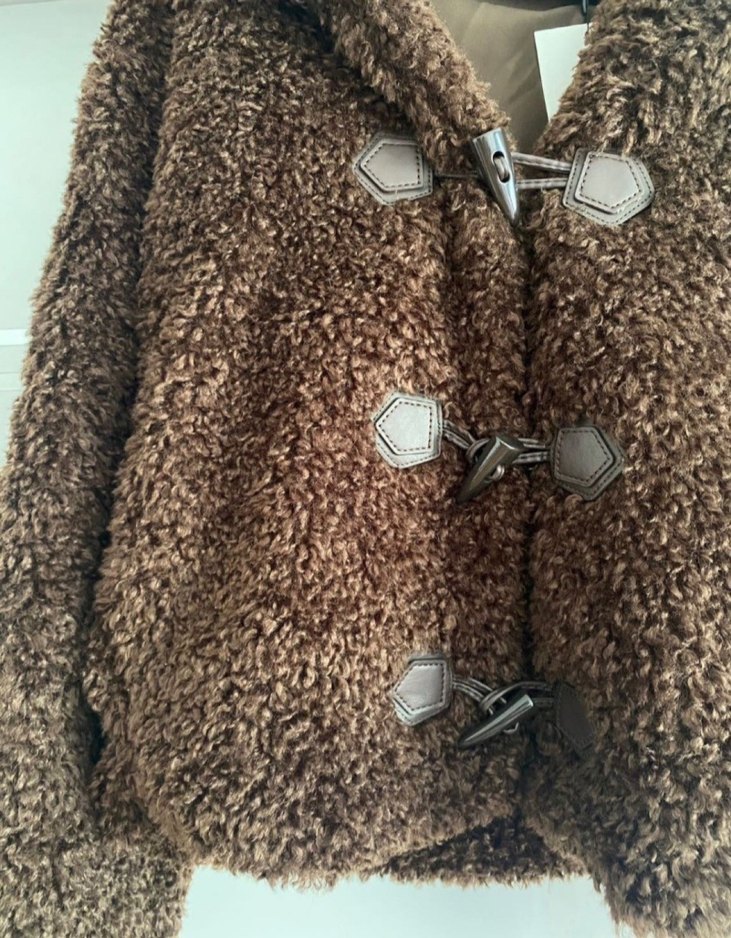 Zara Kahverengi Peluş Kısa Kadın mont - Görsel 2