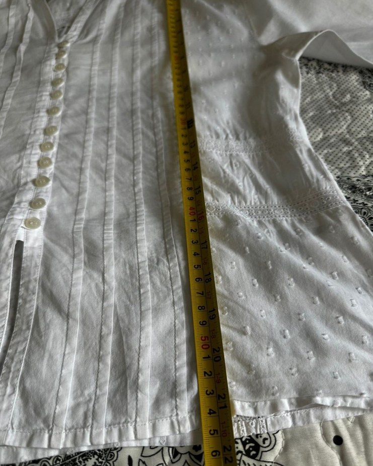 Düğmeli Beyaz Nakışlı Bohem Gömlek - Görsel 5