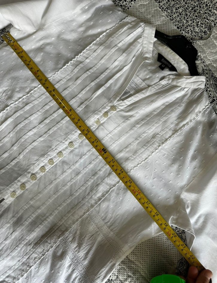 Düğmeli Beyaz Nakışlı Bohem Gömlek - Görsel 4