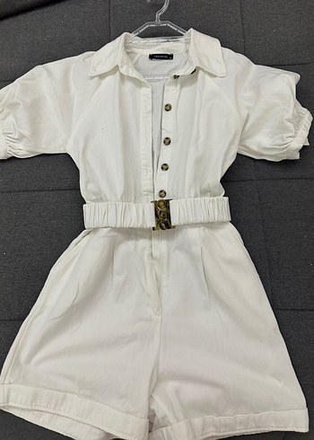 Beyaz V Yaka Mini Tulum M - Görsel 2