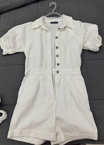 Beyaz V Yaka Mini Tulum M - Görsel 4