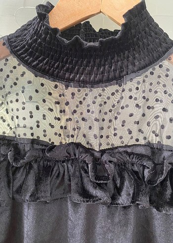 HELLİE kadın kadife şık bluz L - Görsel 5