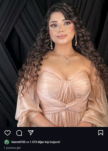 Bej Drapeli Uzun Straplez Kadın Abiye - Görsel 3