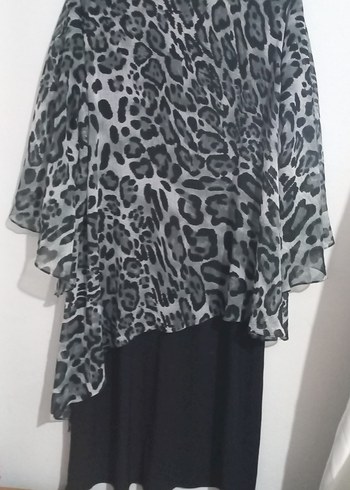 Gri Leopar Desenli midi elbise - Görsel 5