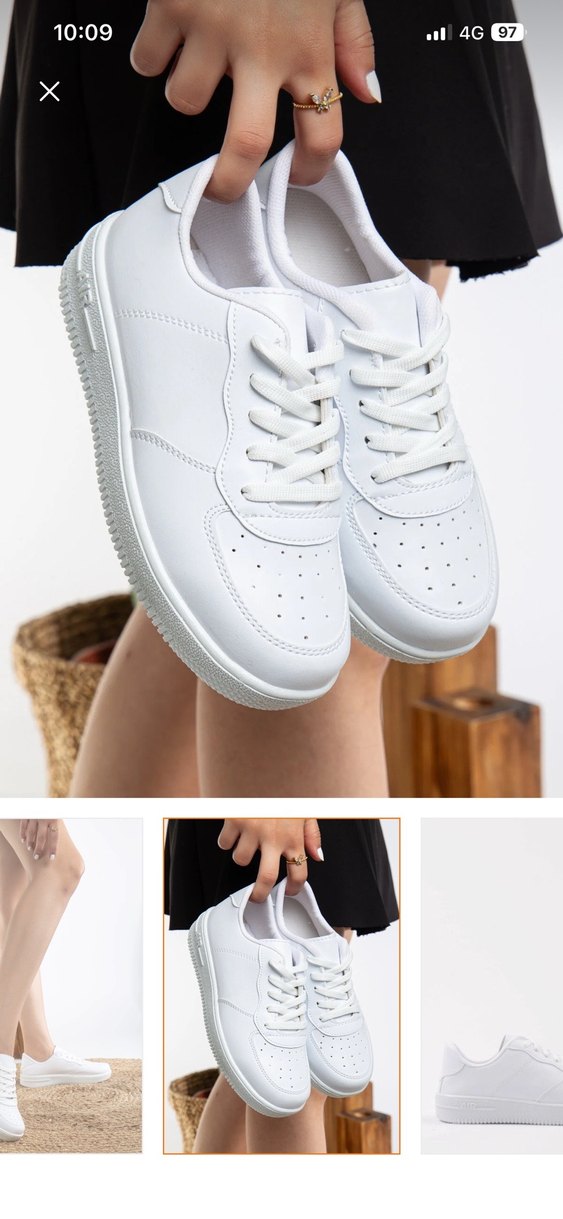 Beyaz Platform Topuklu Bağcıklı Kadın Spor Ayakkabı - Görsel 2