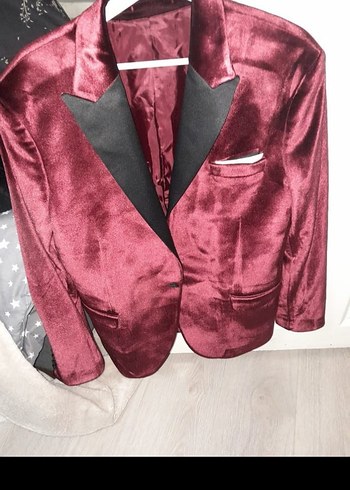 Bordo Parlak Notch Yaka Damatlık Ceket - Görsel 4