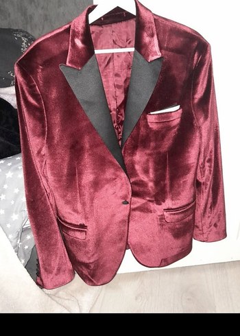 Bordo Parlak Notch Yaka Damatlık Ceket - Görsel 2