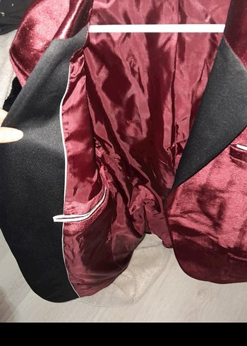 Bordo Parlak Notch Yaka Damatlık Ceket - Görsel 3
