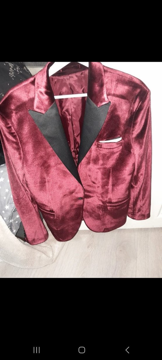 Bordo Parlak Notch Yaka Damatlık Ceket - Görsel 4