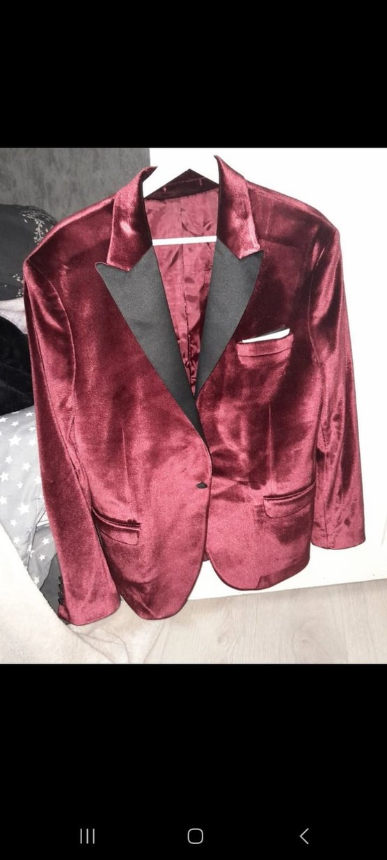 Bordo Parlak Notch Yaka Damatlık Ceket - Görsel 2