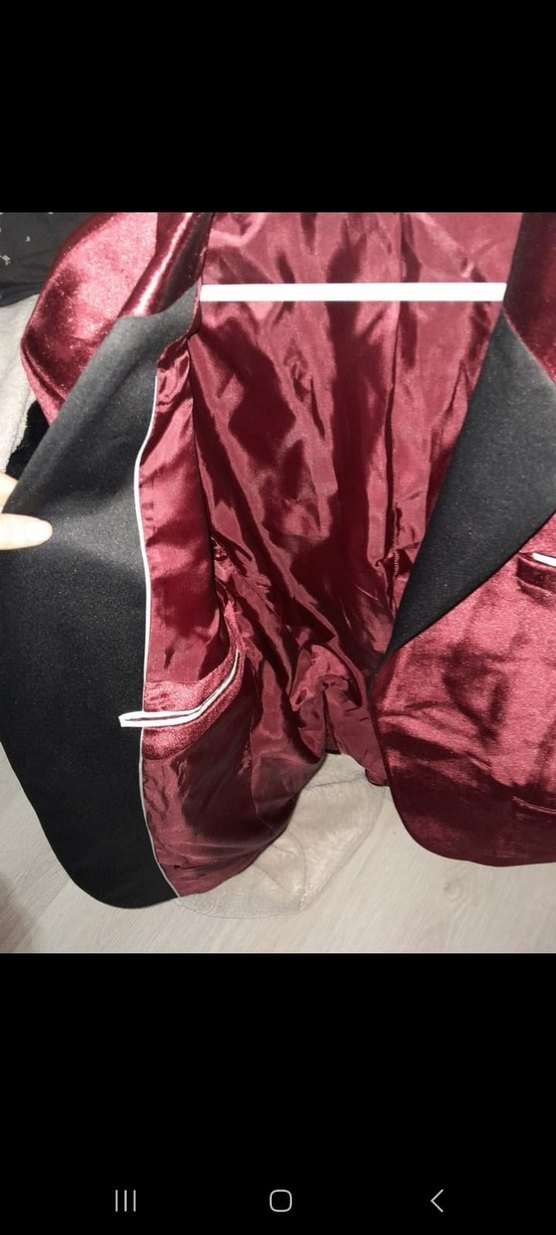 Bordo Parlak Notch Yaka Damatlık Ceket - Görsel 3