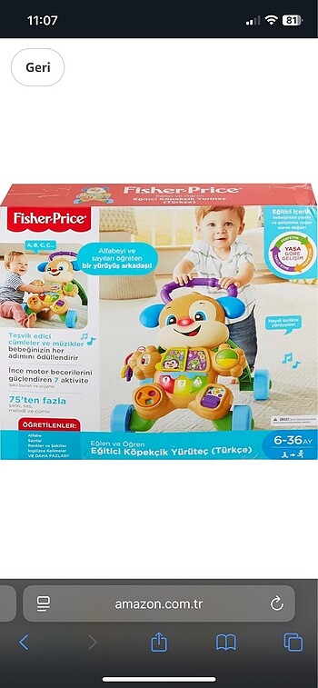  Beden Renk Fisher Price yuruteç inanilmaz kullanışlı müzikli