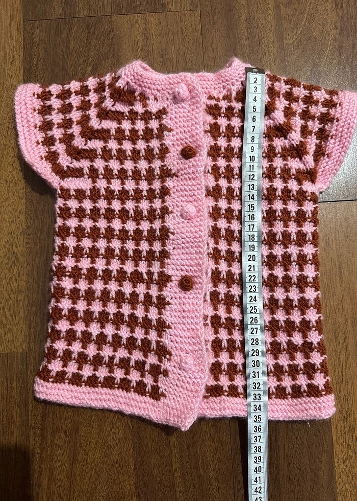 Yün örgü bebek yeleği - Görsel 5