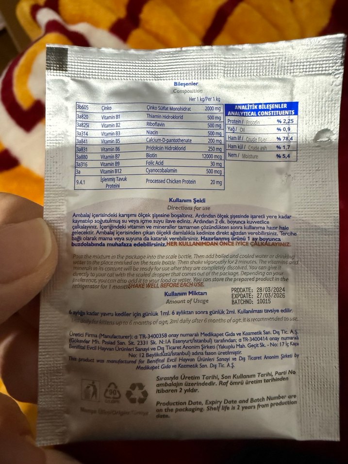 Benifital Benitin Kedi Multivitamin - Görsel 3