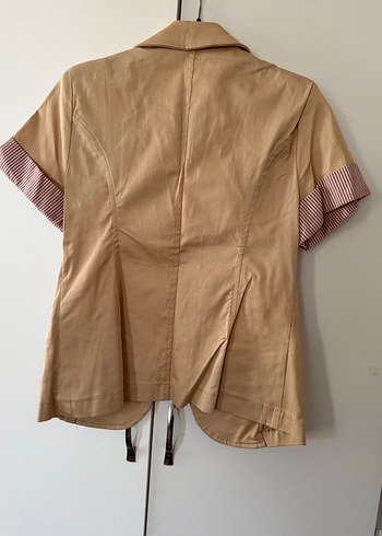 Bej Kısa Kollu Kadın Blazer Ceket - Görsel 2