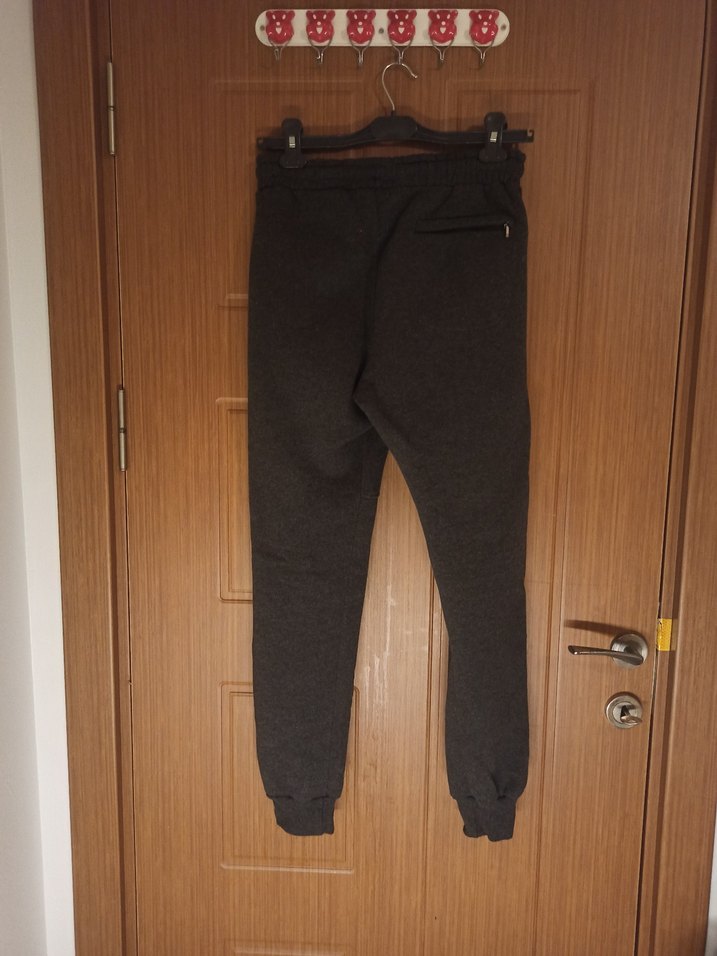 Erkek Gri Fermuarlı Rahat Eşofman Altı - Görsel 2