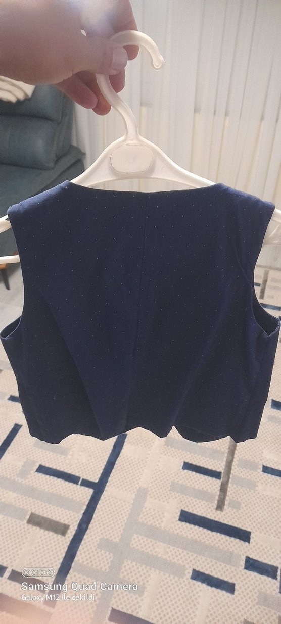 Mavi Düğmeli Erkek Kot Yelek - Görsel 2