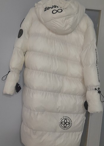 Beyaz Fermuarlı Kadın Midi Kaban s m beden uyumlu - Görsel 2