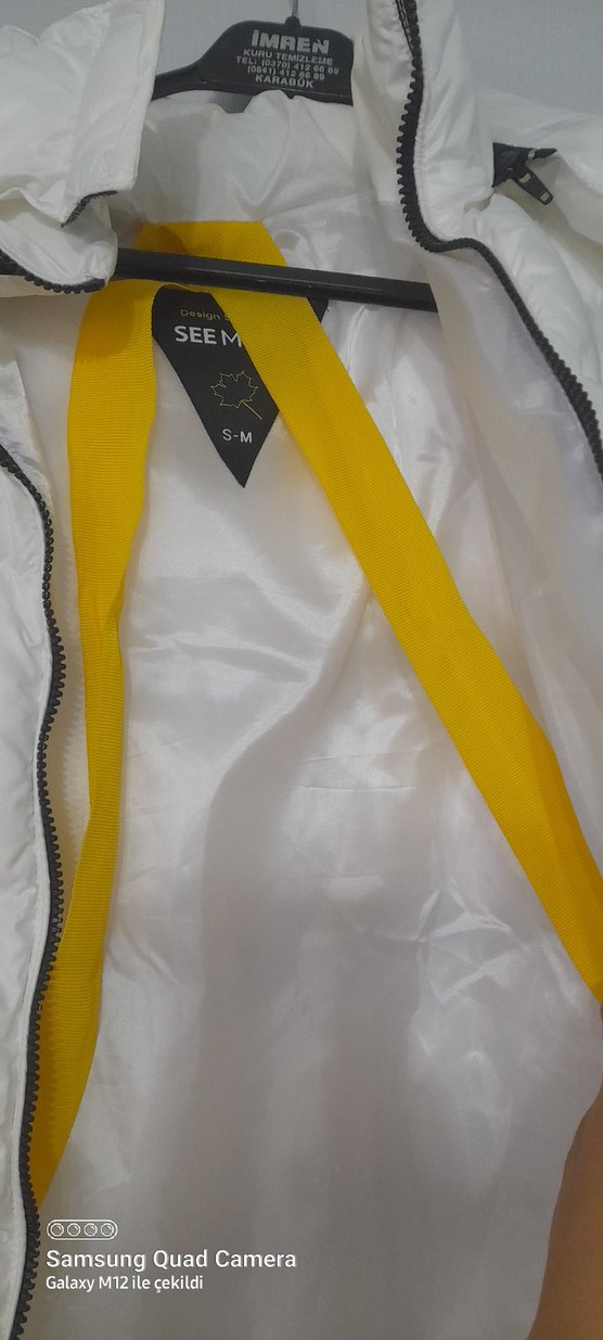 Beyaz Fermuarlı Kadın Midi Kaban s m beden uyumlu - Görsel 4