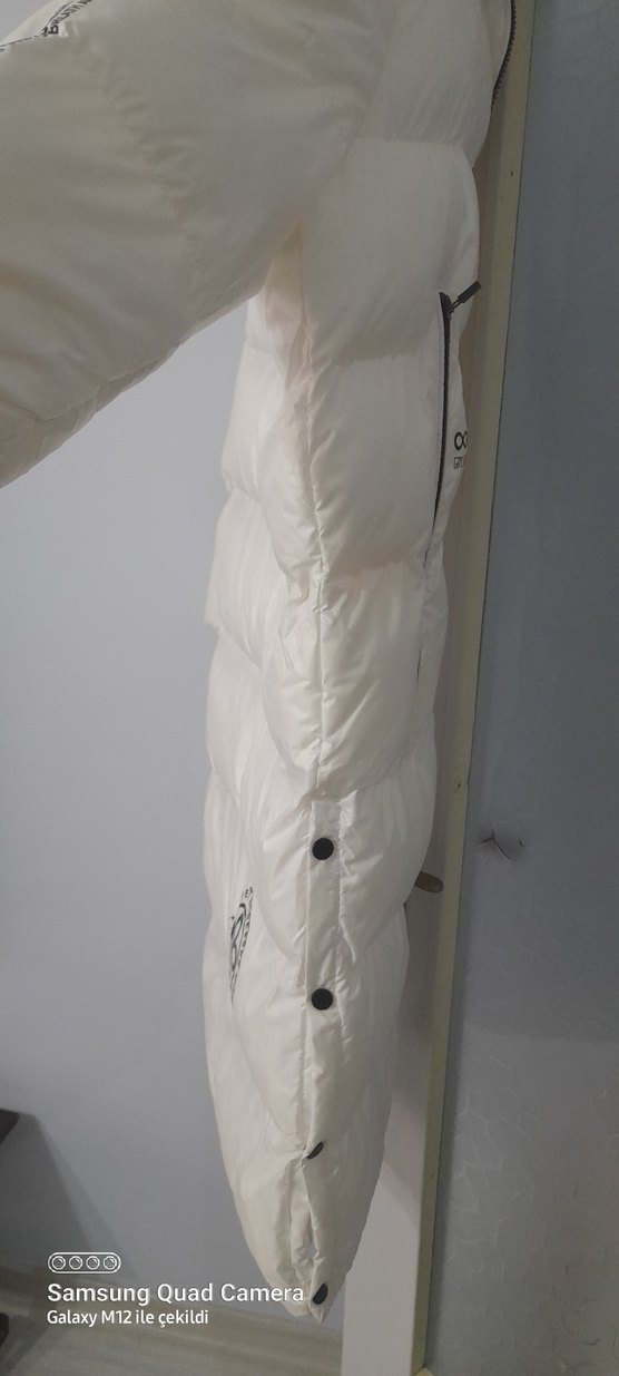 Beyaz Fermuarlı Kadın Midi Kaban s m beden uyumlu - Görsel 3