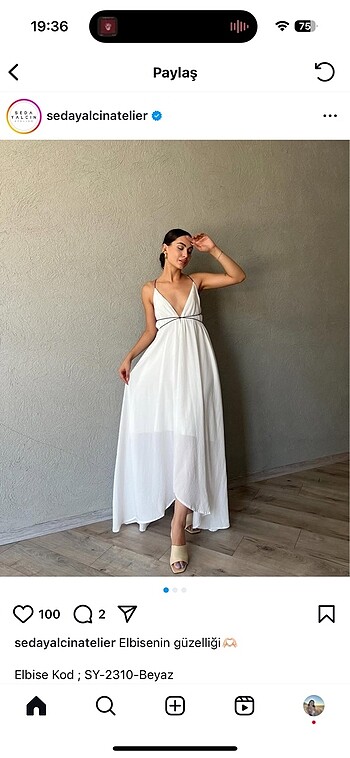 Seda Yalçın Atalier Beyaz Elbise