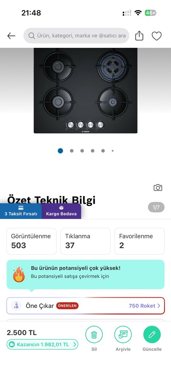 Bosch Siyah Gazlı Ocak - Görsel 3