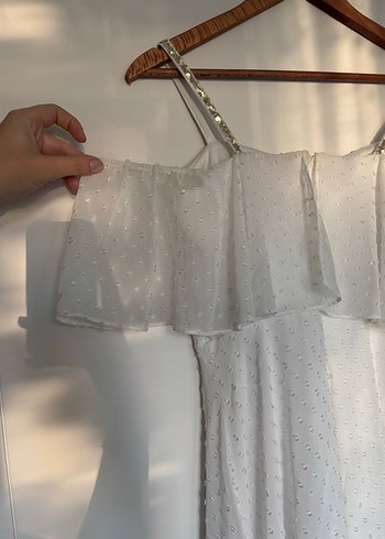 Düşük kollu Beyaz Mini Mezuniyet Elbisesi - Görsel 6