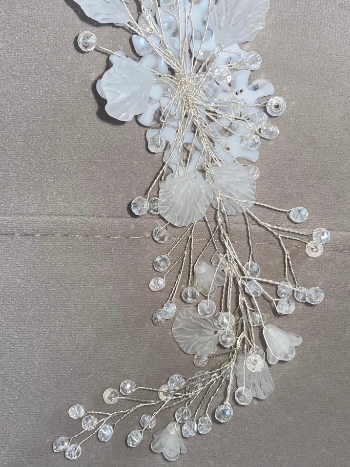 Hiç kullanılmadı, Beyaz Boncuklu  Saç Aksesuarı - Görsel 4