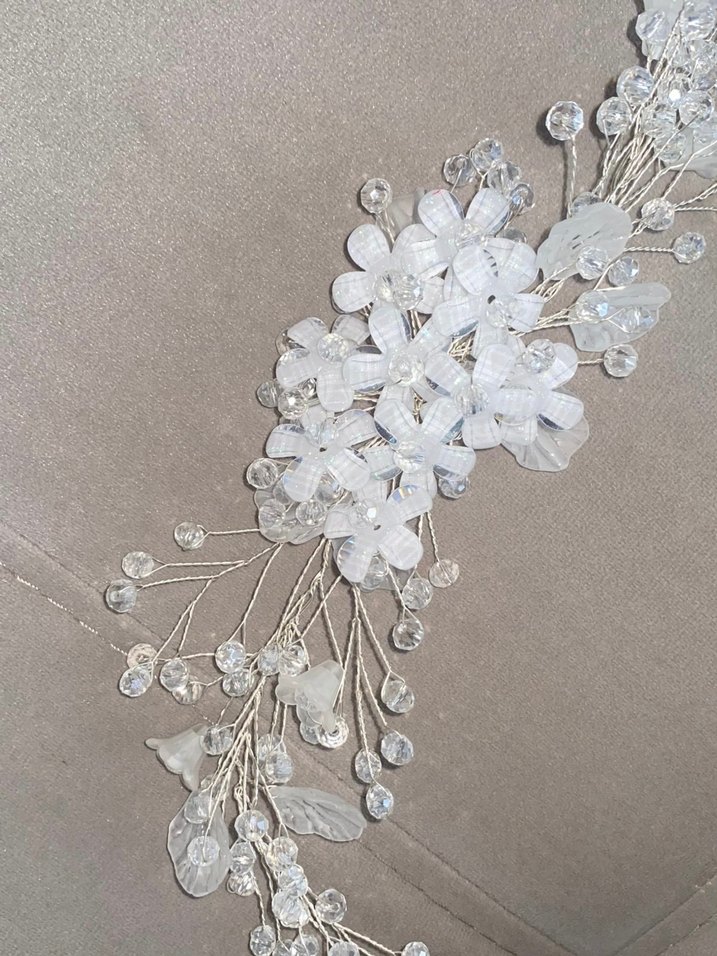 Hiç kullanılmadı, Beyaz Boncuklu  Saç Aksesuarı - Görsel 3