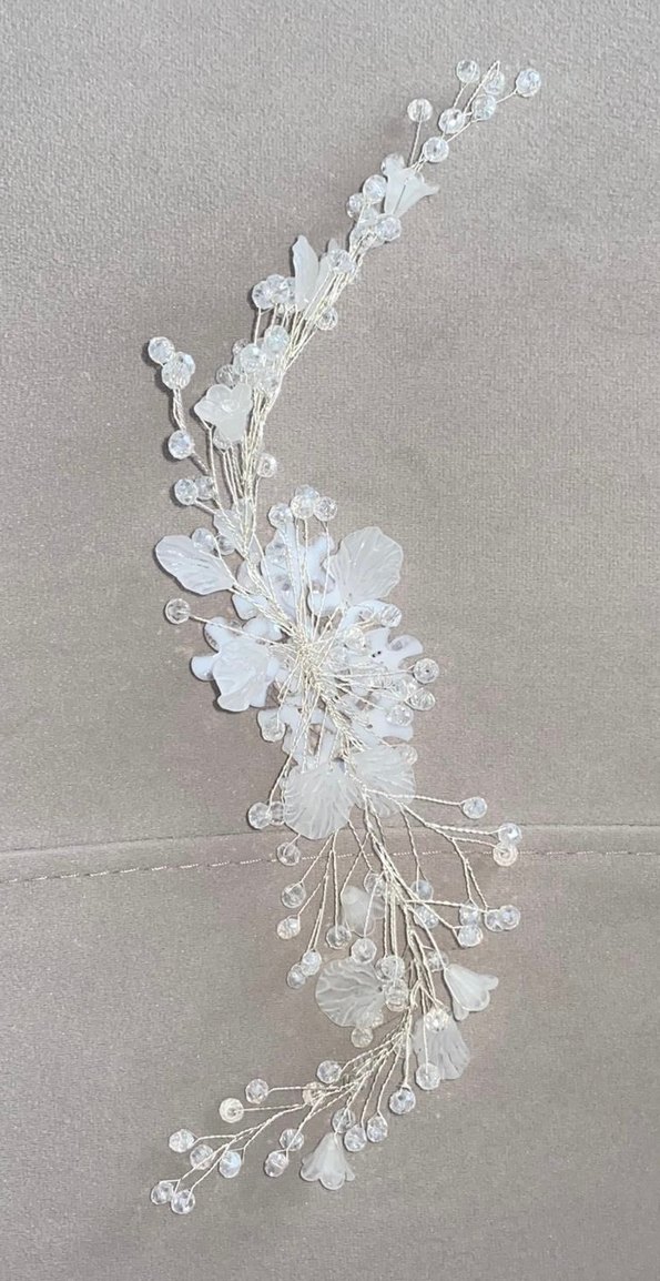 Hiç kullanılmadı, Beyaz Boncuklu  Saç Aksesuarı - Görsel 2