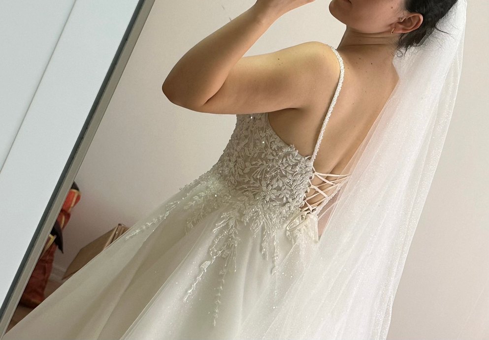 Bir kere giyildi - sorunsuz gelinlik - 36/38 bedene uyumlu - Görsel 3