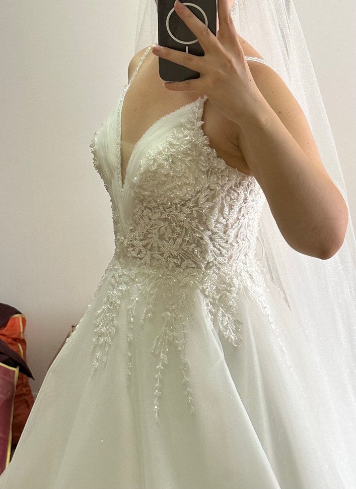 Bir kere giyildi - sorunsuz gelinlik - 36/38 bedene uyumlu - Görsel 5