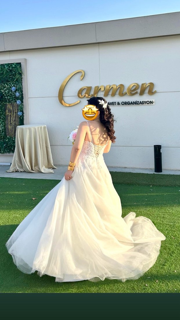 Bir kere giyildi - sorunsuz gelinlik - 36/38 bedene uyumlu - Görsel 2